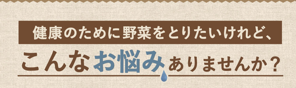 健康のために野菜を取り入れたいけど、こんなお悩みありませんか？